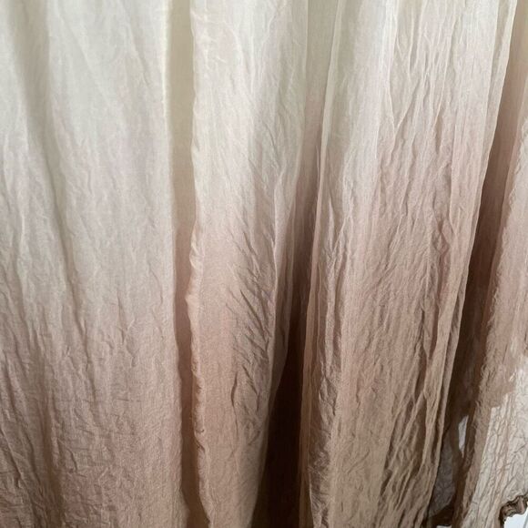 Giulia Womens 100% Italian Silk Blouse M Brown Ombre Embroidered Bubble Hem - Picture 8 of 8